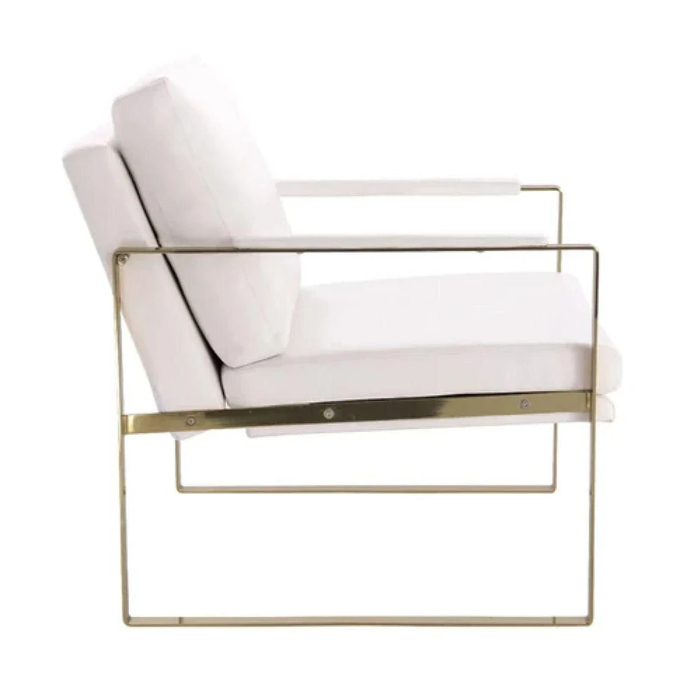 ATARI ARM CHAIR WITH BRUSHED METAL FRAME AND FAUX LEATHER