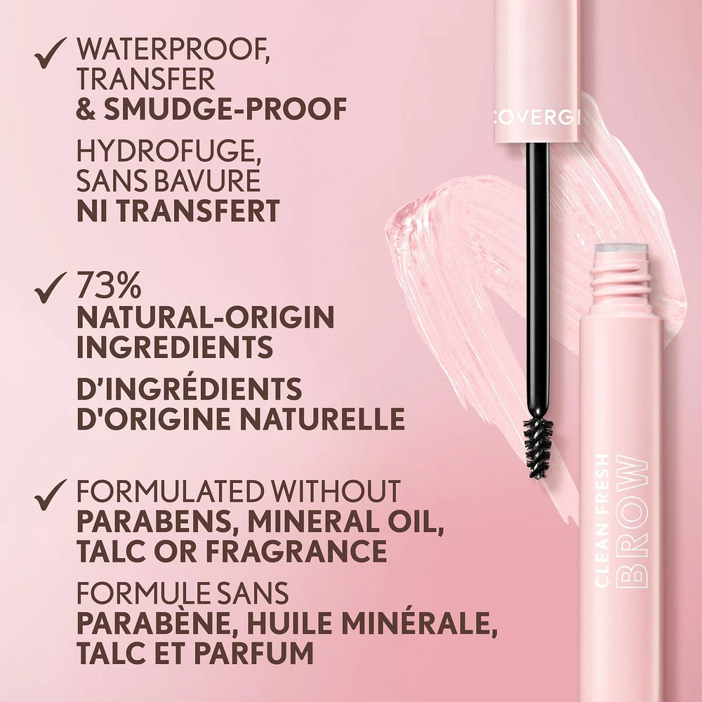 Clean Fresh Brow Enhancer Gel Wax, Flexible Hold, Non-Sticky, Non-Crunchy, All-Day Wear, Vegan Formula, Sweat-proof and transfer-proof