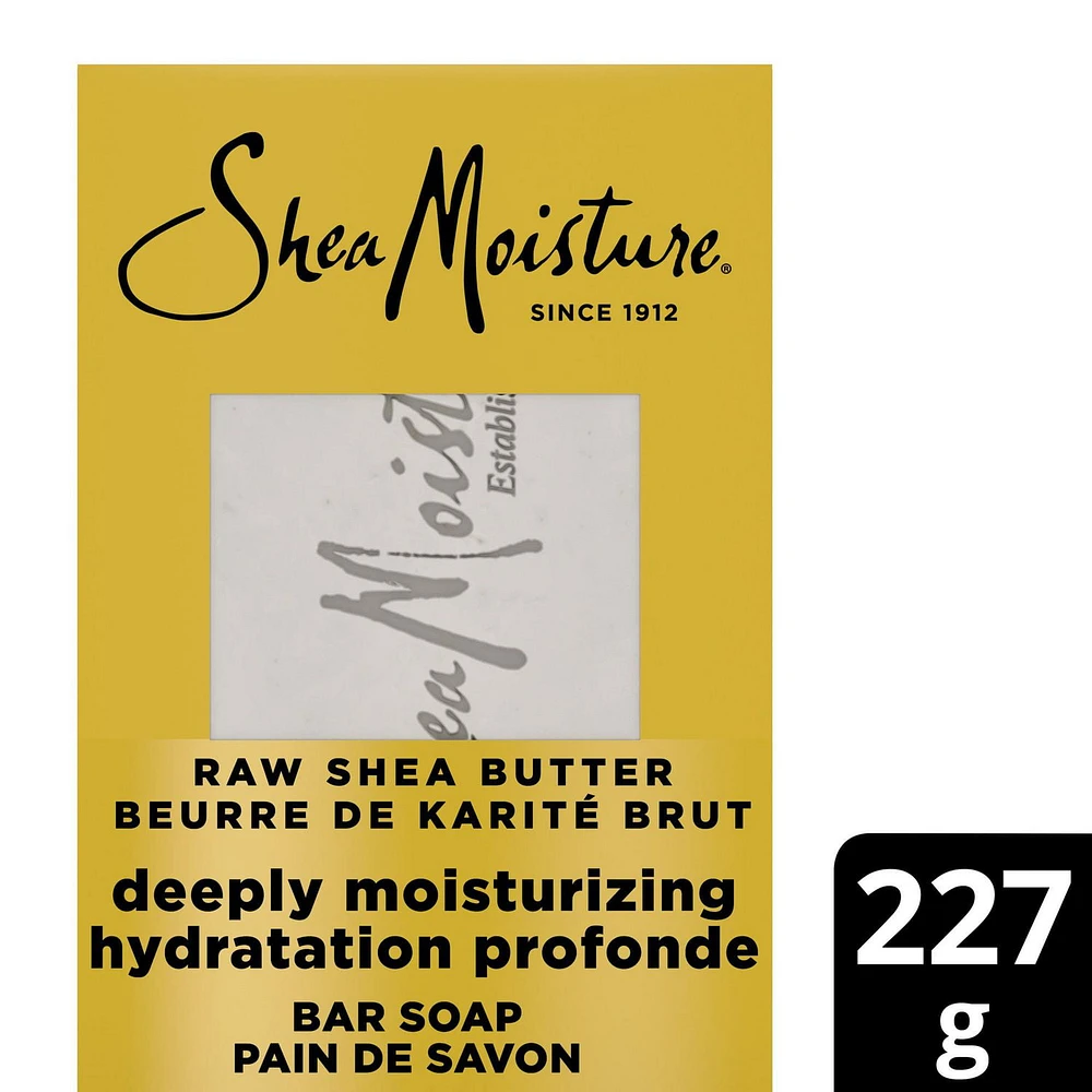 SheaMoisture  Bar Soap Moisturize and Restore Dry Skin Raw Shea Butter with 24h shea moisture nutrients for Healthy, Glowing Skin, 227g