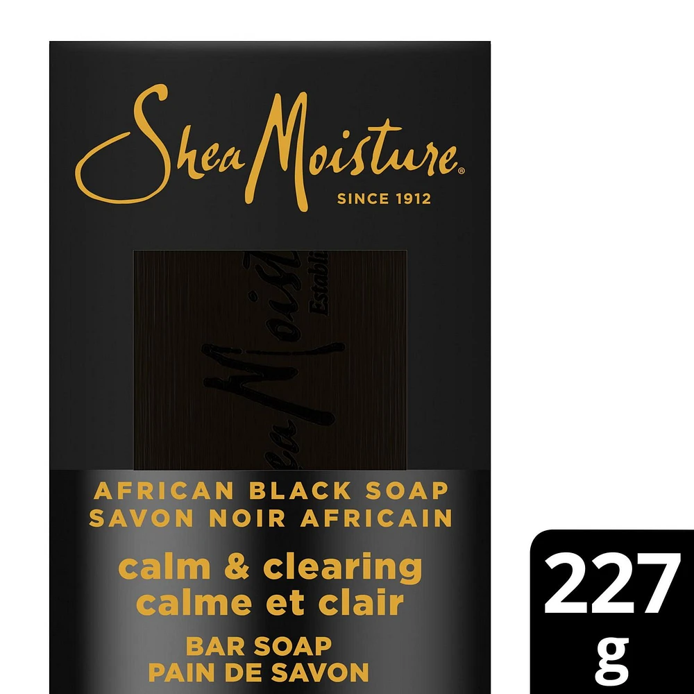 SheaMoisture  Bar Soap Soothing and Clarifying bar soap African Black Soap with 24h shea moisture nutrients for Healthy, Glowing Skin, 227g