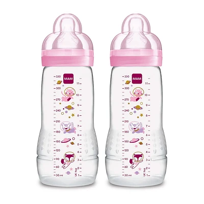 MAM Easy Active Bottle 11oz, 2 pack, Pink, MAM Active Bottle 11 oz, 2pk Pink