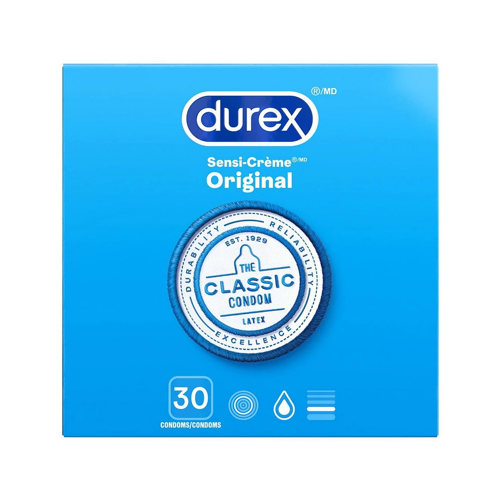 Durex® Sensi-Creme Original, Classic, Pre-Lubricated Condoms | 30 Count, 30 condoms