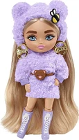 Barbie Extra Minis Doll #4 (5.5 in) Wearing Fluffy Purple Fashion, with Doll Stand & Accessories Including Teddy Ears and Sunglasses, Gift for Kids 3 Years Old & Up​