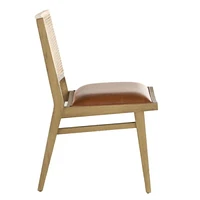 Avalie Dining Chair with PU upholstery seat and rattan cane back