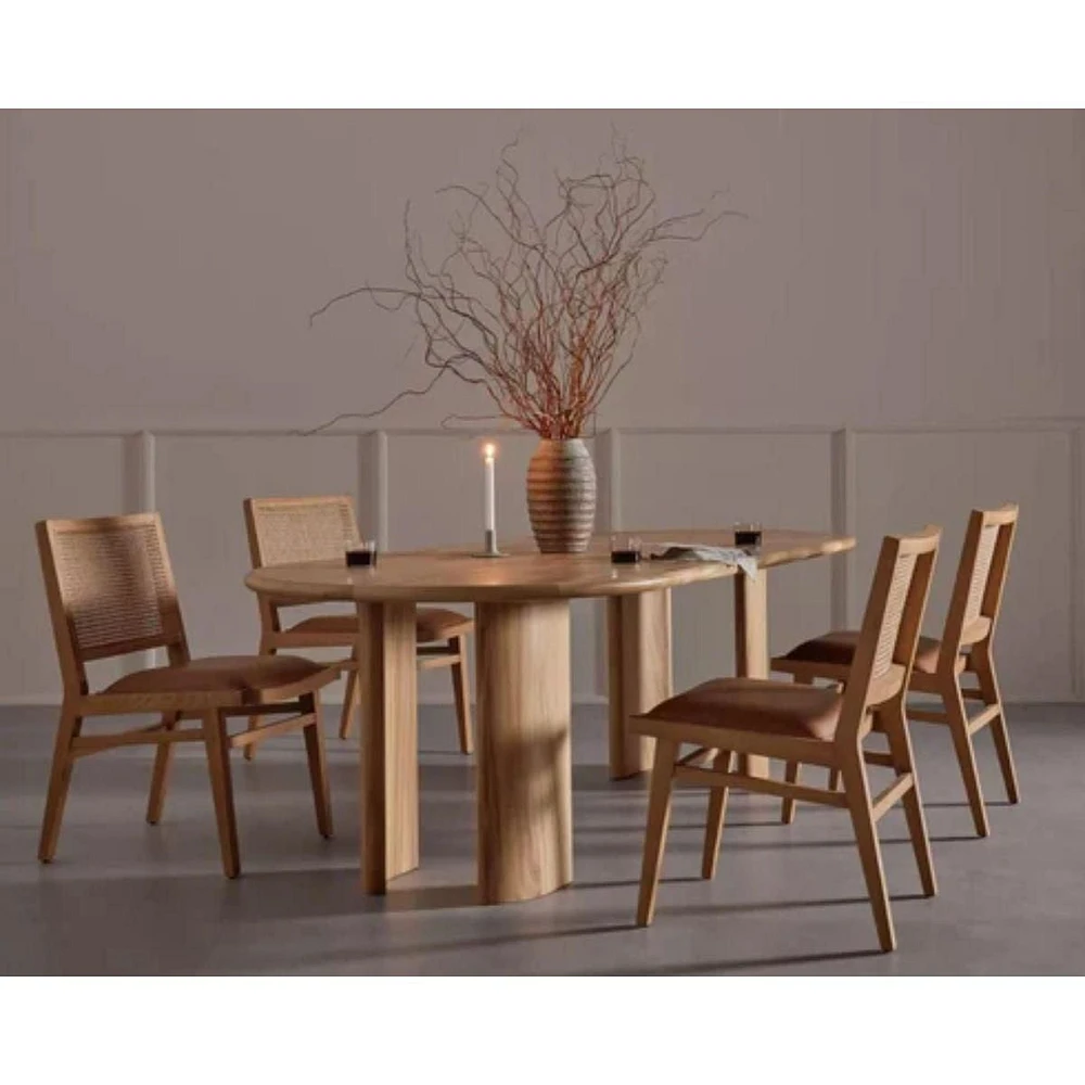 Avalie Dining Chair with PU upholstery seat and rattan cane back