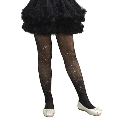 RHINESTONE OPAQUE TIGHTS - BLACK