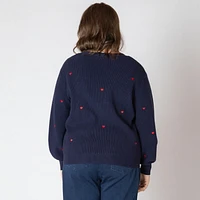 Devoted Taille Plus Femme cardigan en tricot à manches longues, boutonné sur le devant