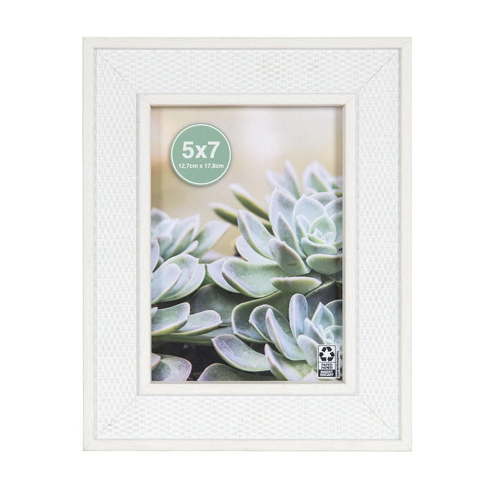 Castor 5x7 Photo Frame White, Holds 5in x 7in photo