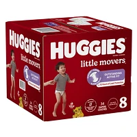 Couches HUGGIES Little Movers, Emballage Giga, Taille 8, 34 Unités