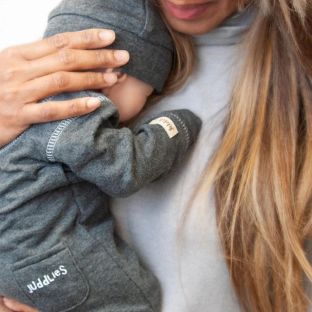 Juddlies - Collection Breathe EZE - Dormeuse en coton respirant pour bébé tout-petit - Fermeture éclair bidirectionnelle - Gris charbon