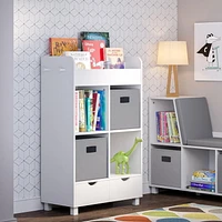 RiverRidge® HomeCubby Storage Cabinet with Bookrack in White for Kids with 2-Piece Bins