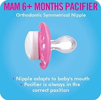 MAM Original Matte Pacifier (2 pack, 1 Sterilizing Pacifier Case), Pacifiers 6 Plus Months, Unisex Baby Pacifier, Best Pacifiers for Breastfed Babies, Sterilizing Storage Case