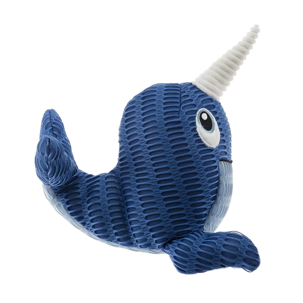 Only The Best For My Dog ®​ 8.5-inch Stuffed Plush Squeaky Summer Dog Toy, Narwhal