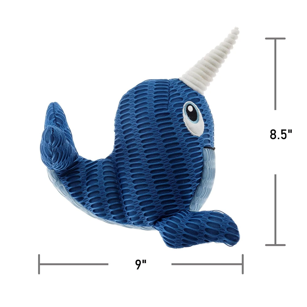 Only The Best For My Dog ®​ 8.5-inch Stuffed Plush Squeaky Summer Dog Toy, Narwhal