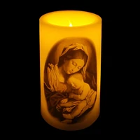 Mainstay 5" LED Wax Pillar Candle - Virgin Mary, 3” x 5”LED wax pillar candle with 5-hour timer