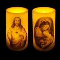 Mainstay 5" LED Wax Pillar Candle - Virgin Mary, 3” x 5”LED wax pillar candle with 5-hour timer