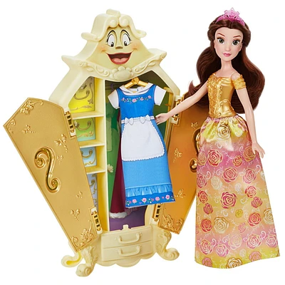 Disney Princess Belle and Wardrobe, Fashion Doll with Accessories, Beauty and the Beast Toys for Kids Ages 3 and Up