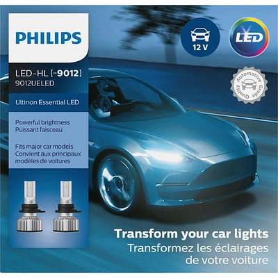 Philip 9012 Ultinon Essential LED Headlights,  Éclairage avant à DEL,un paquet de 2