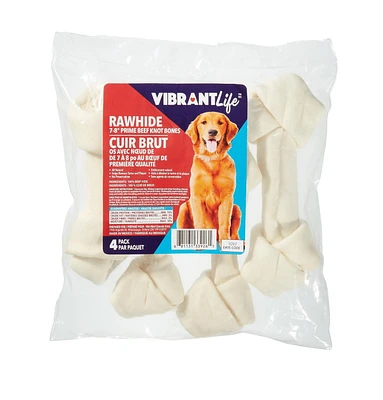 Vibrant Life Rawhide Knot Bone, Vibrant Life 7" RH Knot, 4Pk