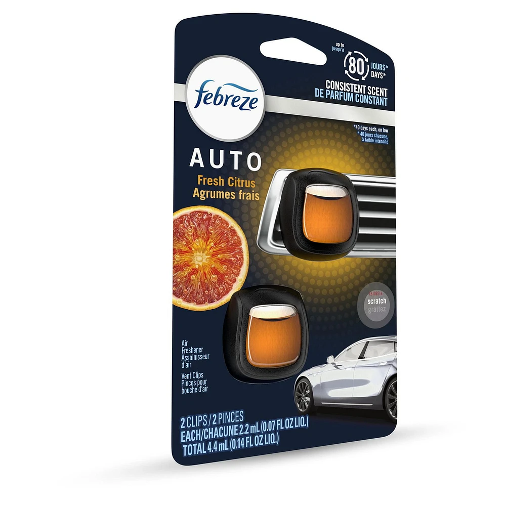 Febreze AUTO Air Freshener Vent Clip Fresh Citrus Scent, . Car Vent Clip, 4.4ML