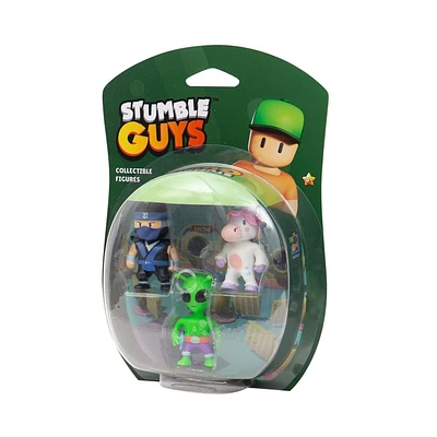 Stumble Guys Collectible Figures 3-pack Blister - Ninja Kai, Sprinkles, Green Alien