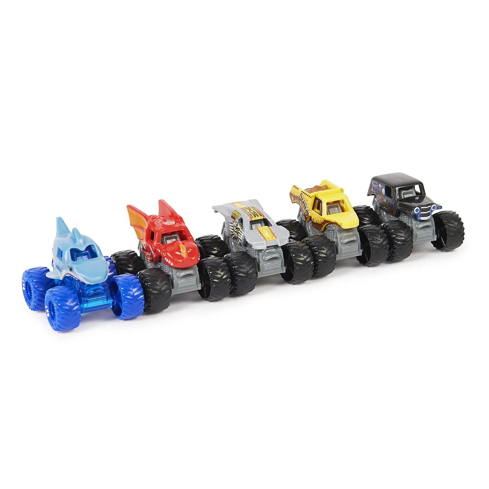 Monster Jam, Official Mini Collectible Monster Trucks 5-Pack with 1 Mystery Truck, 1:87 Scale