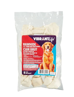 Vibrant Life Rawhide Knot Bone, Vibrant Life 5" RH Knot, 5Pk