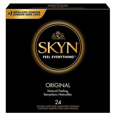 SKYN Préservatifs originaux, sans latex, sensation naturelle avec la technologie Skynfeel ™ boîte de 24