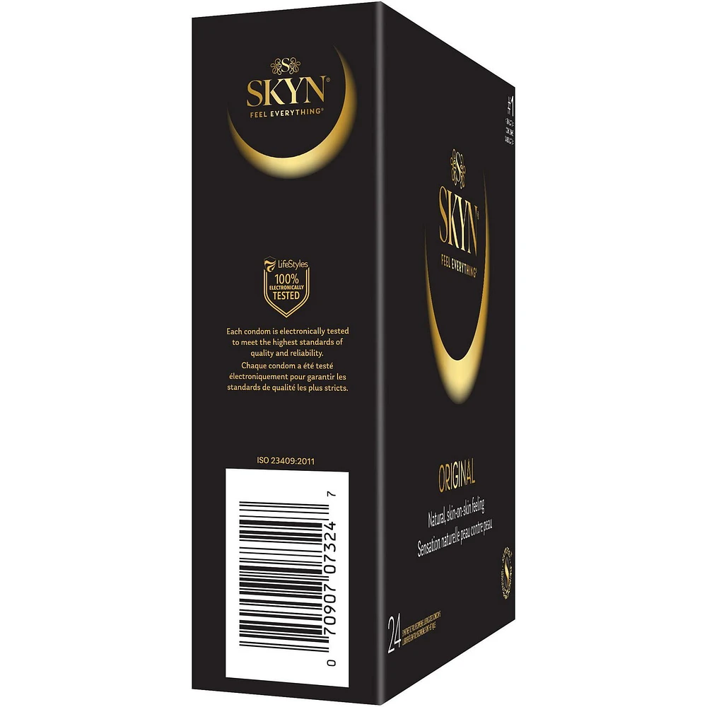 SKYN Préservatifs originaux, sans latex, sensation naturelle avec la technologie Skynfeel ™ boîte de 24