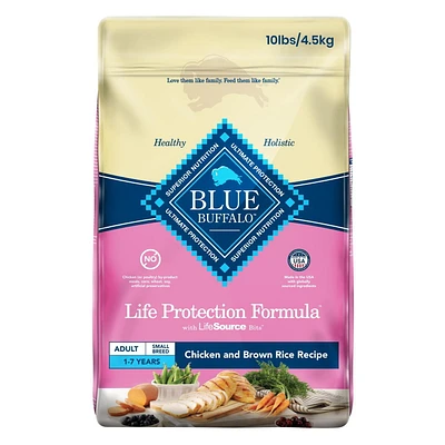 BLUE Life Protection Formula Small Breed Adult Chicken & Brown Rice Natural Dry Dog Food, 2.2kg