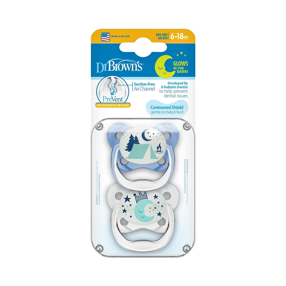 Tétines fluorescentes PreVent™ de Dr. Brown’s® 6-18 mois bleu