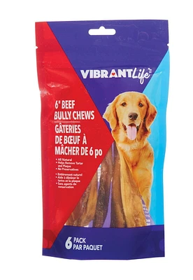 Vibrant Life Bully Chews, Vibrant Life 6" Beef Chws, 6Pk