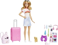 Barbie Doll and Accessories, Travel Set with Puppy, Ages 3+