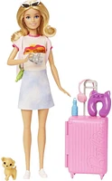 Barbie Doll and Accessories, Travel Set with Puppy, Ages 3+