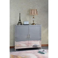 Gojart Cabinet that comes in a stainless steel finish with studs.