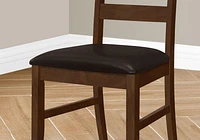 Monarch Specialties Dining Chair, 37" Height, Set Of 2, Dining Room, Kitchen, Side, Upholstered, Brown Solid Wood, Brown Leather Look, Transitional