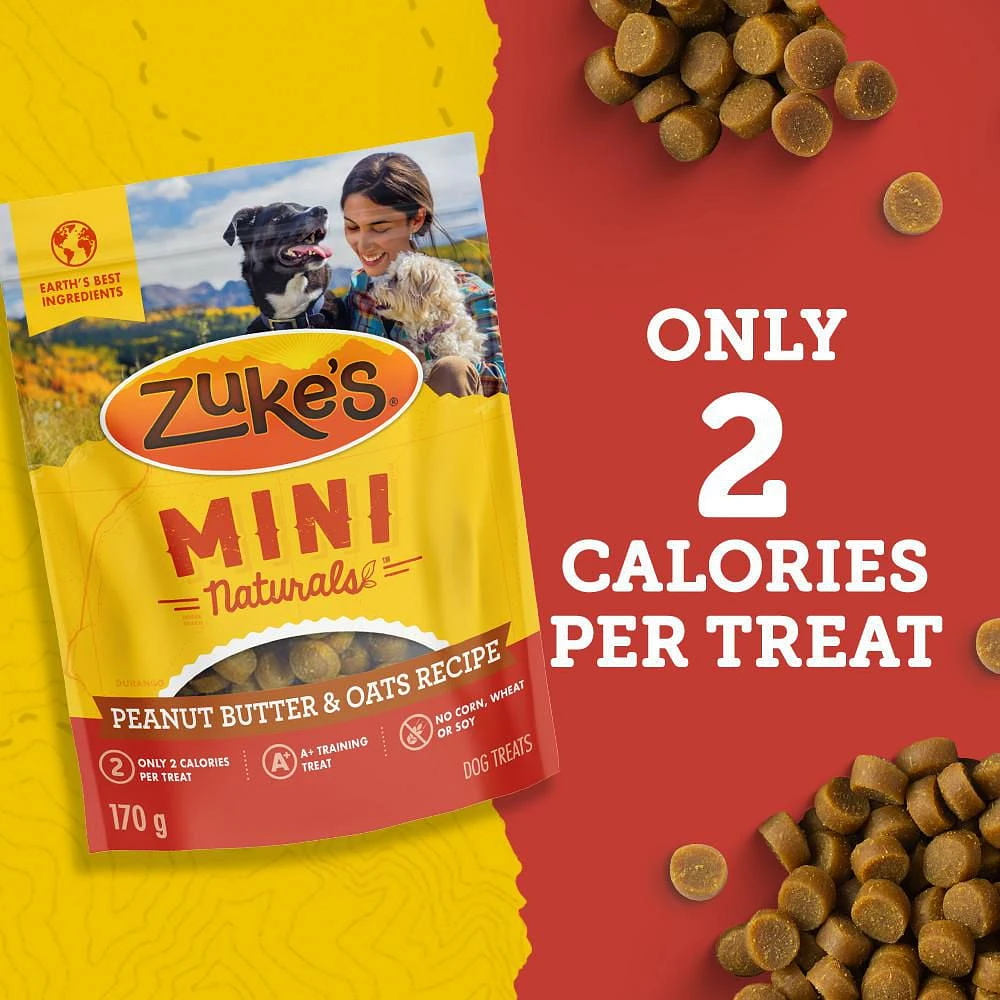 Zuke’s Mini Naturals Recette au Beurre d’Arachide et à l’Avoine, Gâteries pour Chiens 170-454 g
