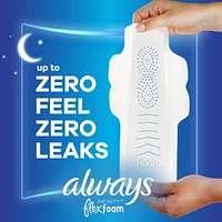 Serviettes Always Infinity FlexFoam pour femmes, de nuit, taille 4, jusqu’à zéro sensation et zéro fuite pendant 12 h, avec ailes, non parfumées 13 serviettes
