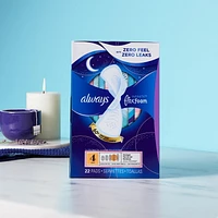 Serviettes Always Infinity FlexFoam pour femmes, de nuit, taille 4, jusqu’à zéro sensation et zéro fuite pendant 12 h, avec ailes, non parfumées 13 serviettes