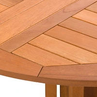 CorLiving Miramar Solid Hardwood Outdoor Drop Leaf Collapsible and Portable Round Dining Table