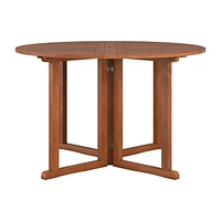 CorLiving Miramar Solid Hardwood Outdoor Drop Leaf Collapsible and Portable Round Dining Table