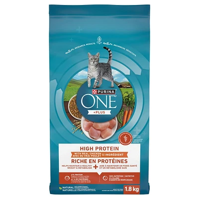 Purina ONE +Plus High Protein Chicken Formula, Dry Cat Food 1.8 kg