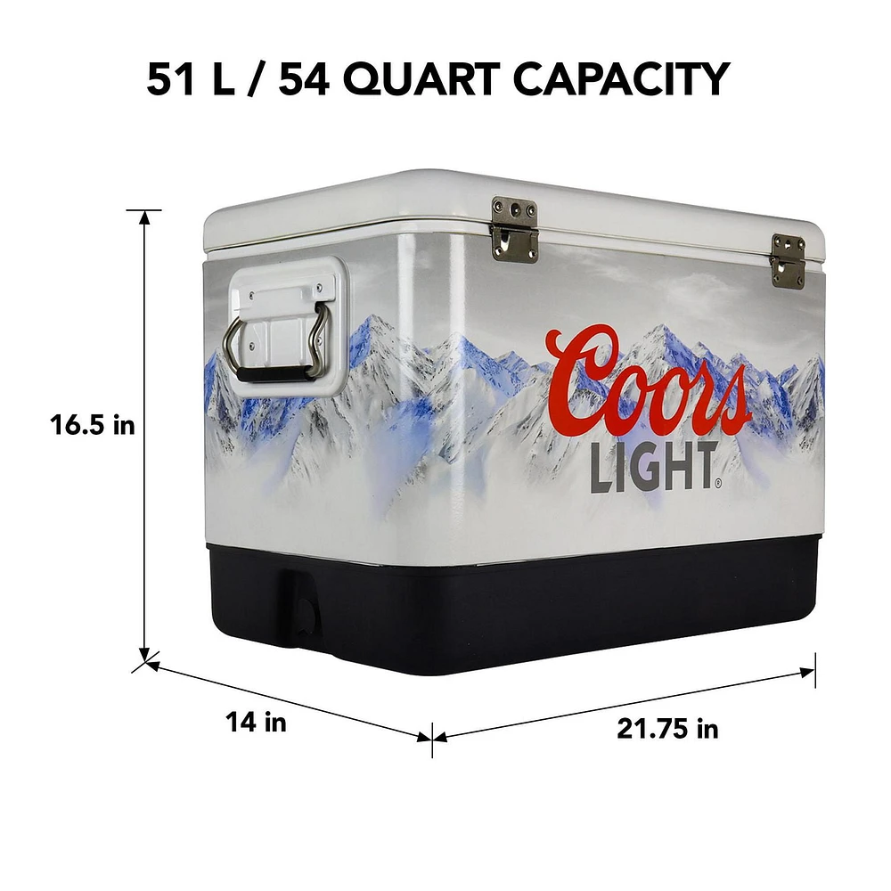 Coors Light 54-Quart Ice Chest Cooler with Bottle Opener, 51L