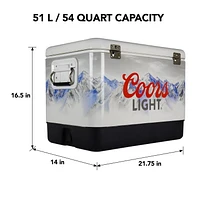 Coors Light 54-Quart Ice Chest Cooler with Bottle Opener, 51L