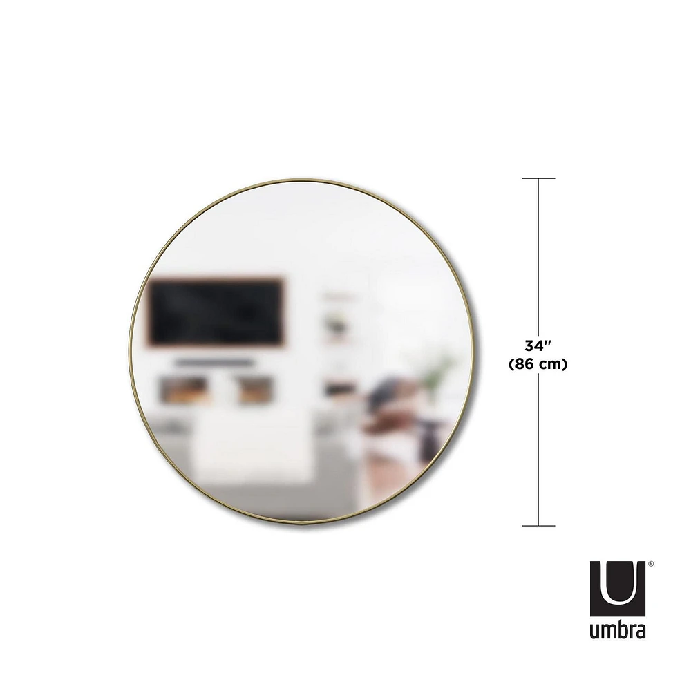 Umbra Hubba Round Metal Wall Mirror,Brass