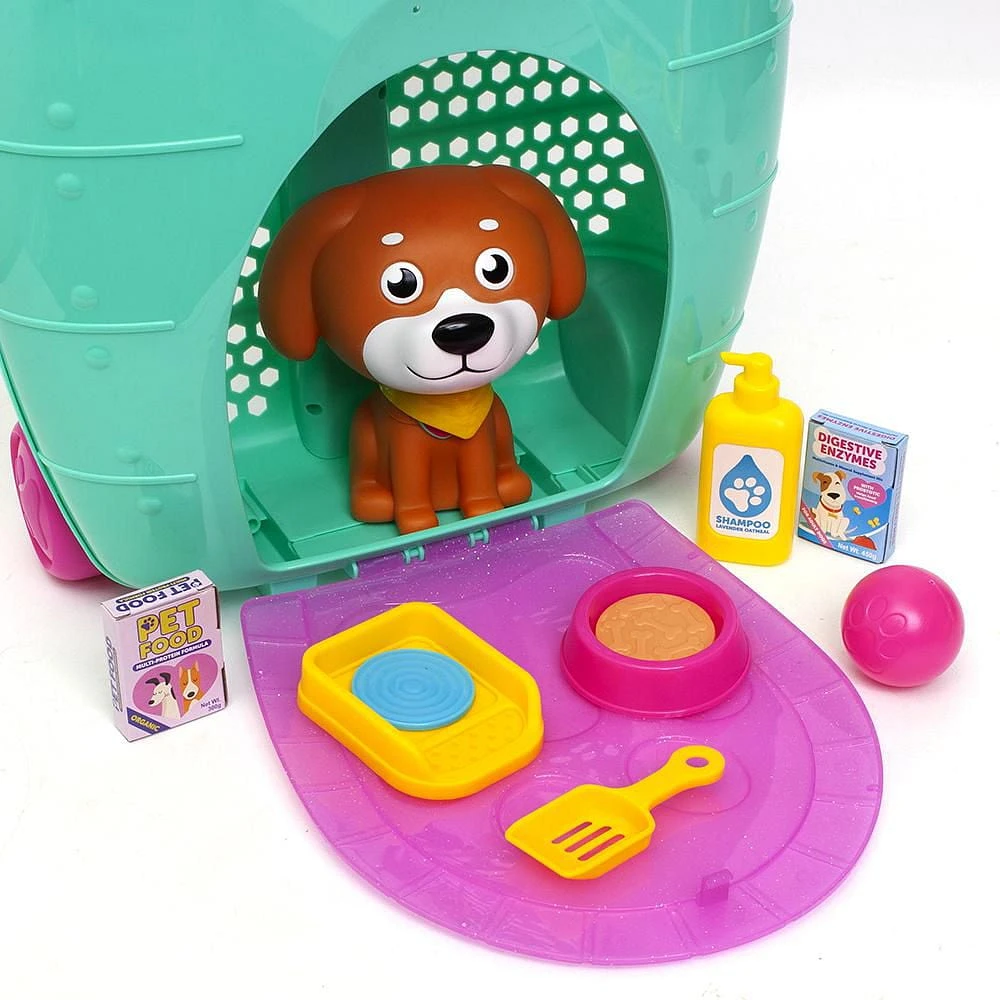 Kid Connection Puppy Salon Playset, 26 piece Portable Grooming Set