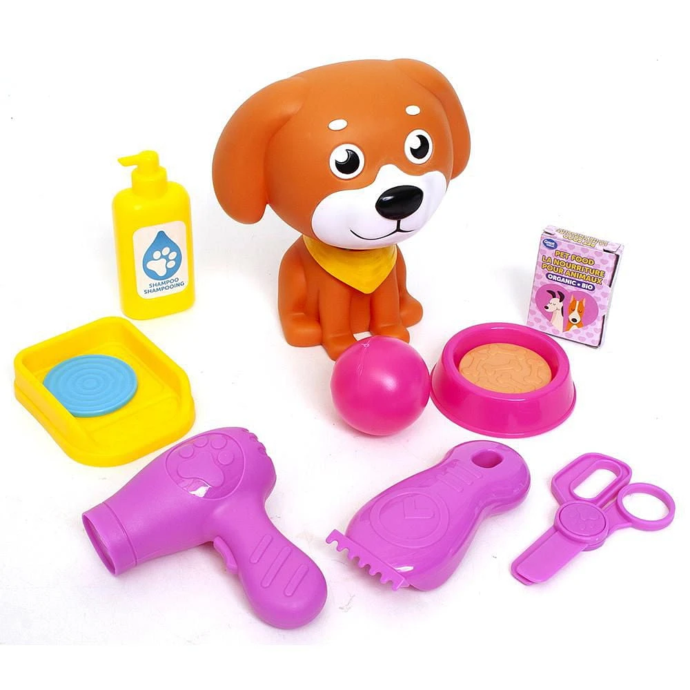 Kid Connection Puppy Salon Playset, 26 piece Portable Grooming Set