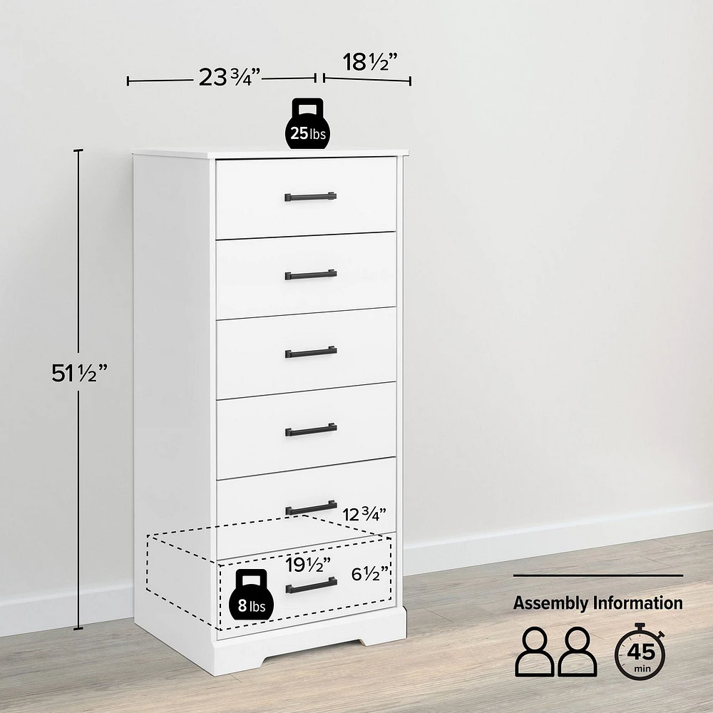 Prepac Rustic Ridge 6 Drawer 18.5"D x 23.75"W x 51.5"H Dresser