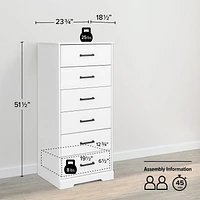 Prepac Rustic Ridge 6 Drawer 18.5"D x 23.75"W x 51.5"H Dresser