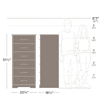 Prepac Rustic Ridge 6 Drawer 18.5"D x 23.75"W x 51.5"H Dresser